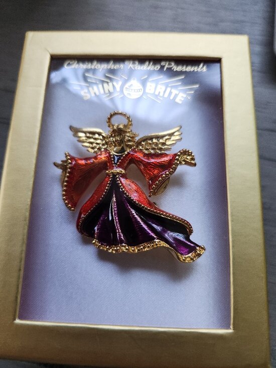 Christopher Radko Jewelry - Christopher Radko Presents Shiny Bright Angel Christmas Brooch Pin